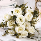 Retro Artificial Roses Bouquet Elegance Bridal Wedding Realistic Roses Flowers Floral Arrangement Ornaments Home Decoration