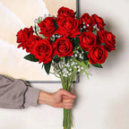 Silk Velvet Rose Artificial Flowers with Long Stems Real Touch Fake Silk Roses Florals for Wedding Bouquet Party Home Decor