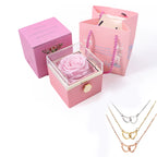 Eternal Rose Box -Heart Necklace & Soap Flower Gift Box Customize Heart Name Necklace Valentine's Day Gift for Women For Mom
