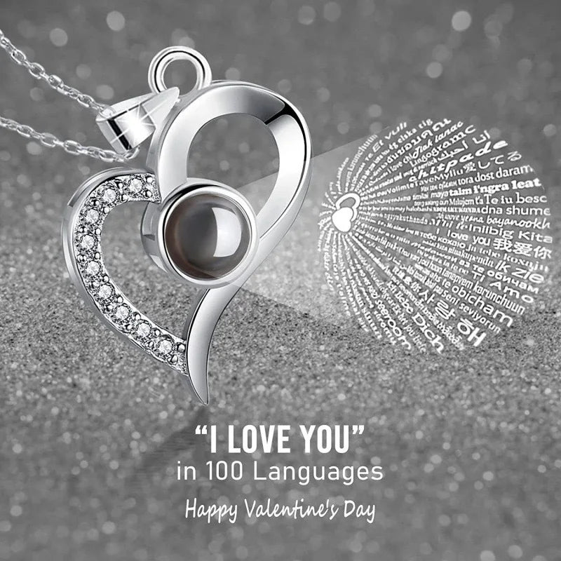 Eternal Rose Love You Necklace 100 Languages Red for Mom, Wife, Valentine's Day Gift, Best Gift for Your Loved One