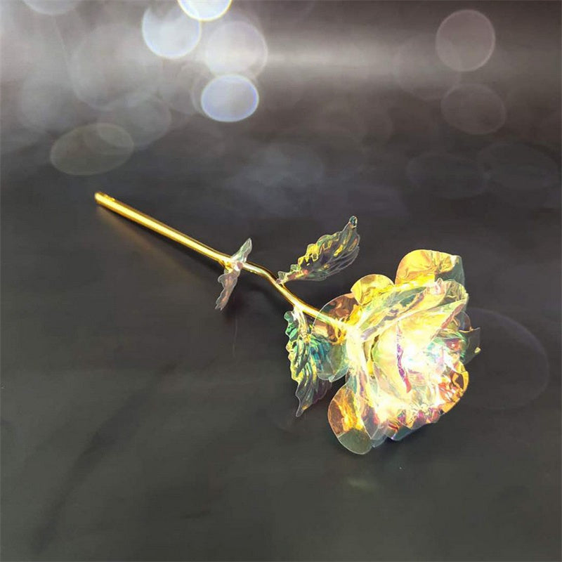 Eternal Rose Colorful Galaxy Artificial Flowers 24K Gold Foil Flower Love Base Flare box for Girlfriend Valentine's Day Gift