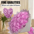 Yannew 300pcs Premade Handcrafted Silk Rose Petals for DIY Eternal Rose Flowers Bouquets with Stem Leaf Birthday Gifts for Women
