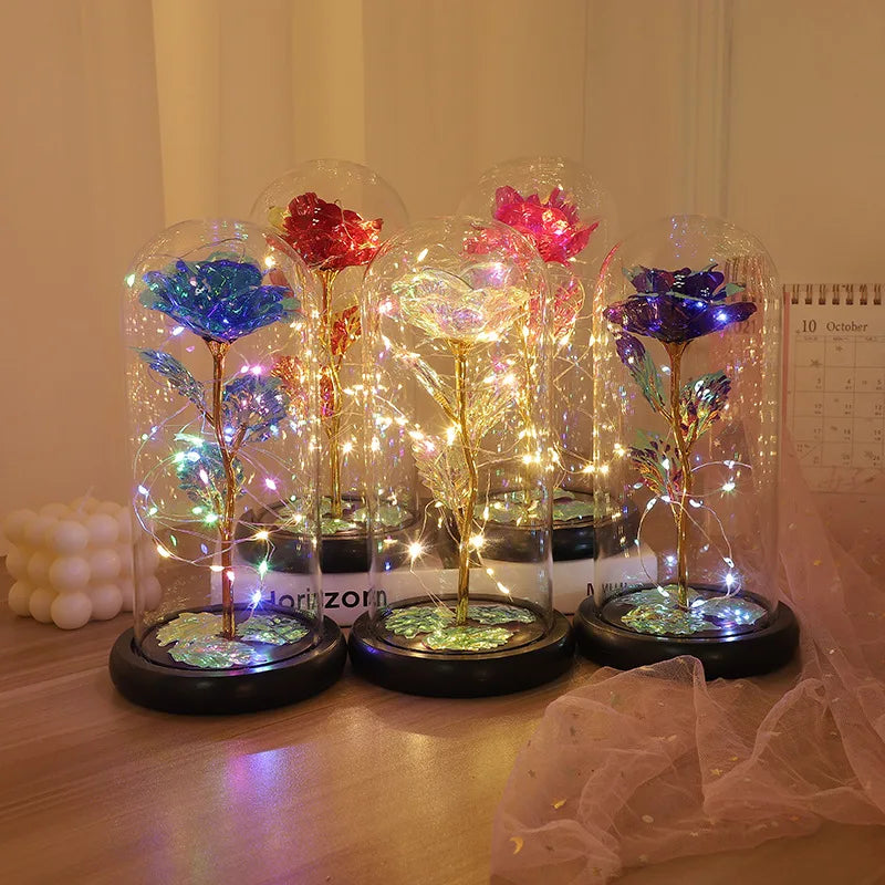 Rose Light Beautiful Realistic Looking Night Light Rose Eternal Flower Party Supplies LED Simulation Rose Flower Valentine's Day