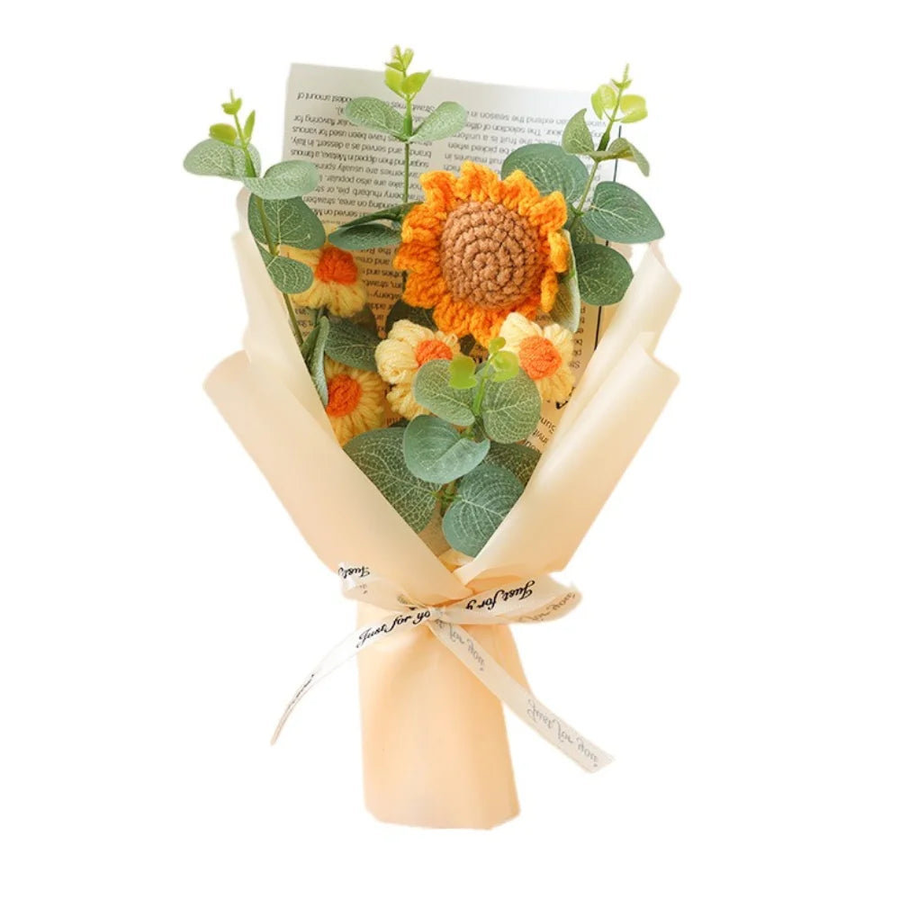 Artificial Flower Crochet Bouquet Eternal Flower Handmade Graduation Bouquet Mothers Day Birthday Gift Anniversary
