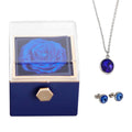 Perserved Real Blue Rose with necklace Eternal Flowers Gift for Her Wife Girlfriend Mom Grandma Birthday anniversary present