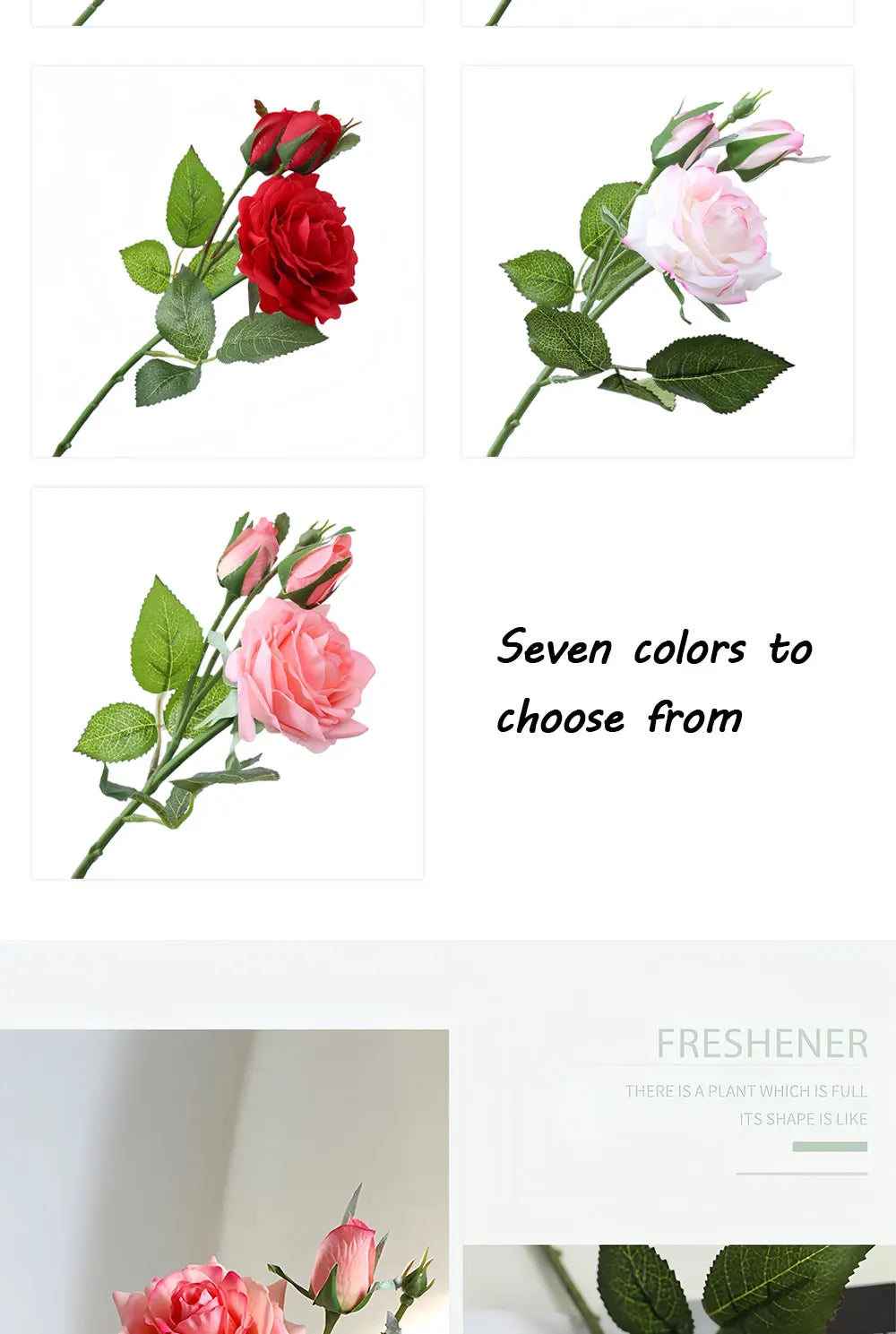 Real Touch Romantic Rose Artificial Flowers (1 Flower + 2 Buds) Moisturizing Texture for Home Decor Wedding Bridal Bouquet