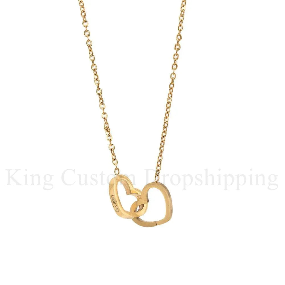 2025 New Eternal Real Rose Rotating box Double Heart Custom Engraved Name Steel Necklace for Valentines Birthday Jewelry Gift