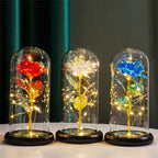 Led Galaxy Rose Eternal 24k Gold Foil Flower With String Lights & Box Artificial Flower Gift Valentine'S Day Gift For Women Girl