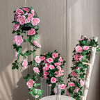 Guirnalda Colgante de Rosas de Seda — Arco, Pared y Jardín, 6 Colores