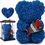 24cm Size Eternal Rose Bear Long Lasting Foam Flowers Rose Bear Artificial Rose Creative Design Artificial Flower Gift