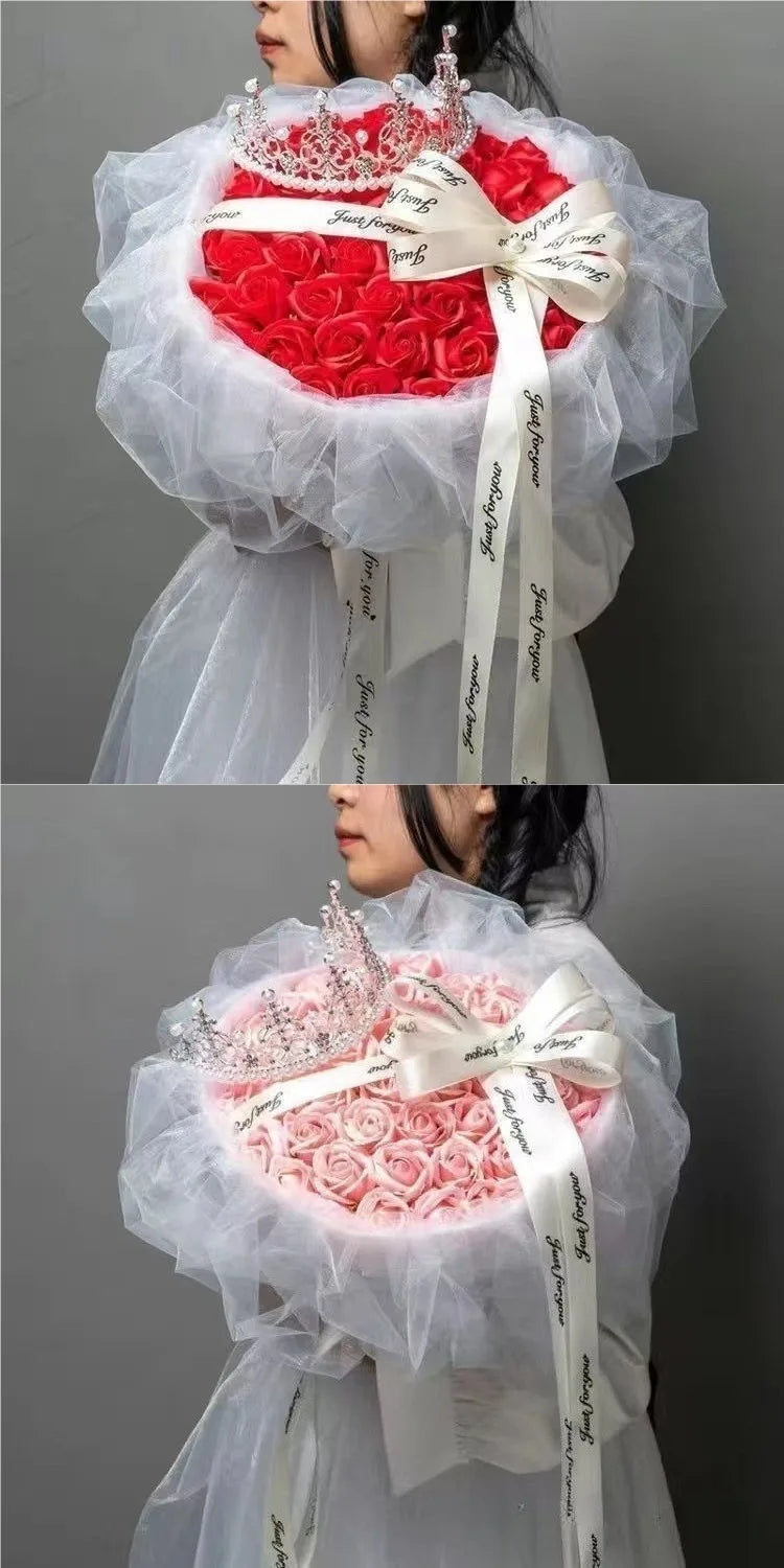 52 Soap Roses “You Are My Half” – Handmade Eternal Bouquet for Girlfriend Boyfriend | Valentine Mother’s Day Gift