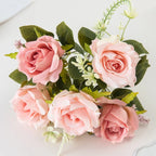 Rosa de Seda Tallo Individual — Jardín Exterior y Corona, 6 Colores, DIY