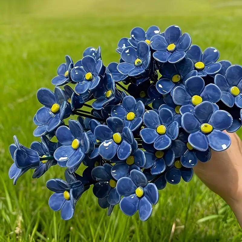 6/8/10pcs Handcrafted Ceramic Forget Never Fades Eternal Ceramic Flowers Home Ornament Indoor And Outdoor Home Decor