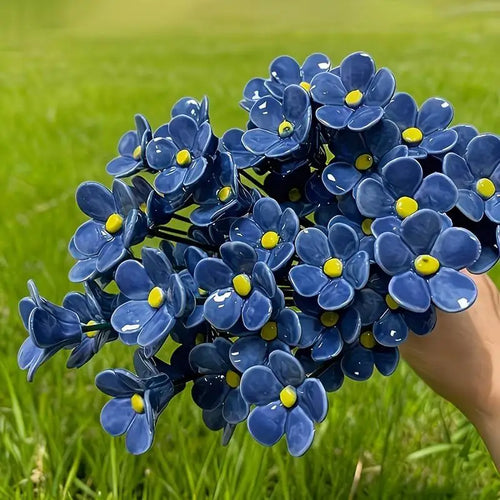 6/8/10pcs Handcrafted Ceramic Forget Never Fades Eternal Ceramic Flowers Home Ornament Indoor And Outdoor Home Decor
