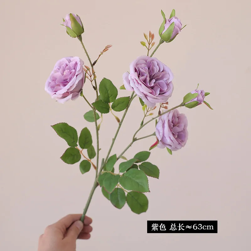 Rosa Austin de Seda Tallo Largo — Ecológica, 5 Colores, Bodas y San Valentín