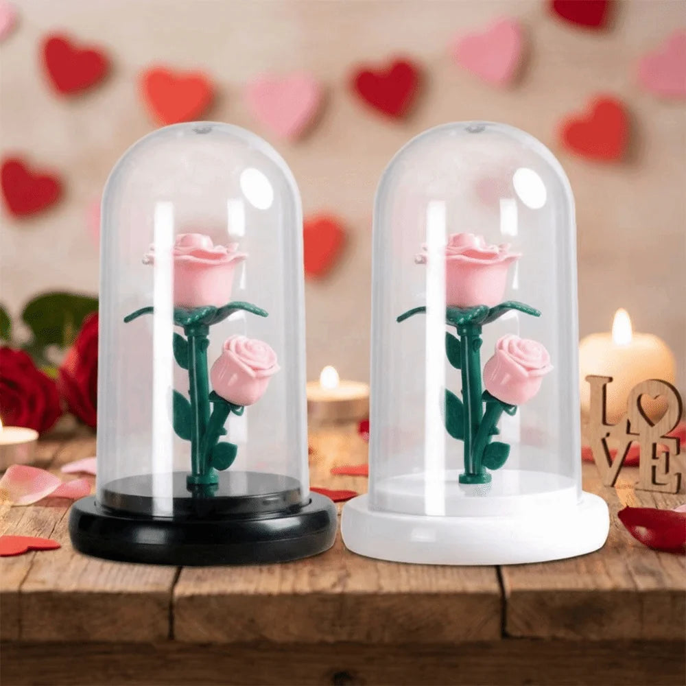 Birthday Gift Romantic Eternal Rose Lamp Luminous with Lampshade LED Flower Light Creative Simple Sleeping Lamp for Women