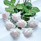 7pcs Pink Rose Artificial Flowers Real Touch Silk Flowers For Home Wedding Table Bouquet Party Decoration