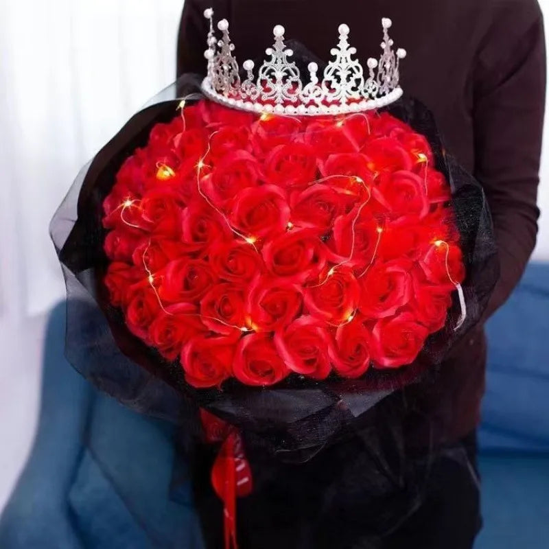 52 Soap Roses “You Are My Half” – Handmade Eternal Bouquet for Girlfriend Boyfriend | Valentine Mother’s Day Gift