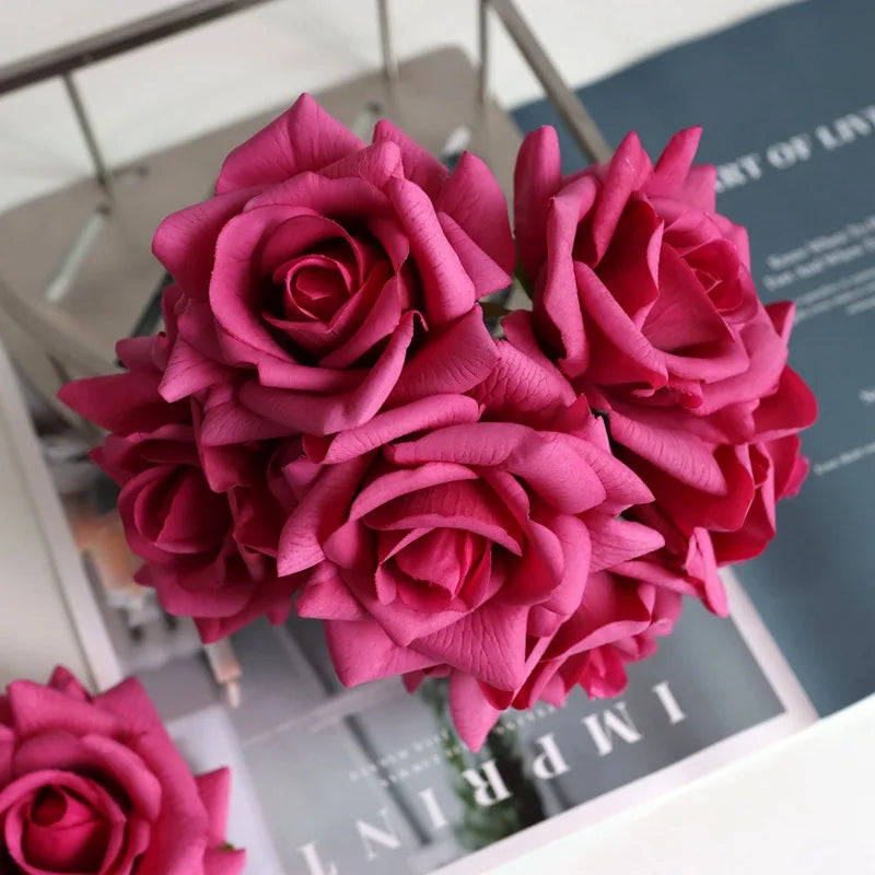 Real Touch Curling Rose Artificial Latex Flowers Moisturizing Wedding Photography Flower Arrangement Home Desktop Decoration