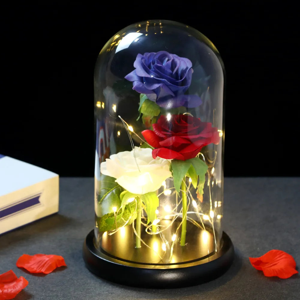 Save Forever Rose Lighted Glass Dome Eternal Beauty Rose Romantic Gifts for Her, Valentine's Day, Birthday, Christmas, Anniversa