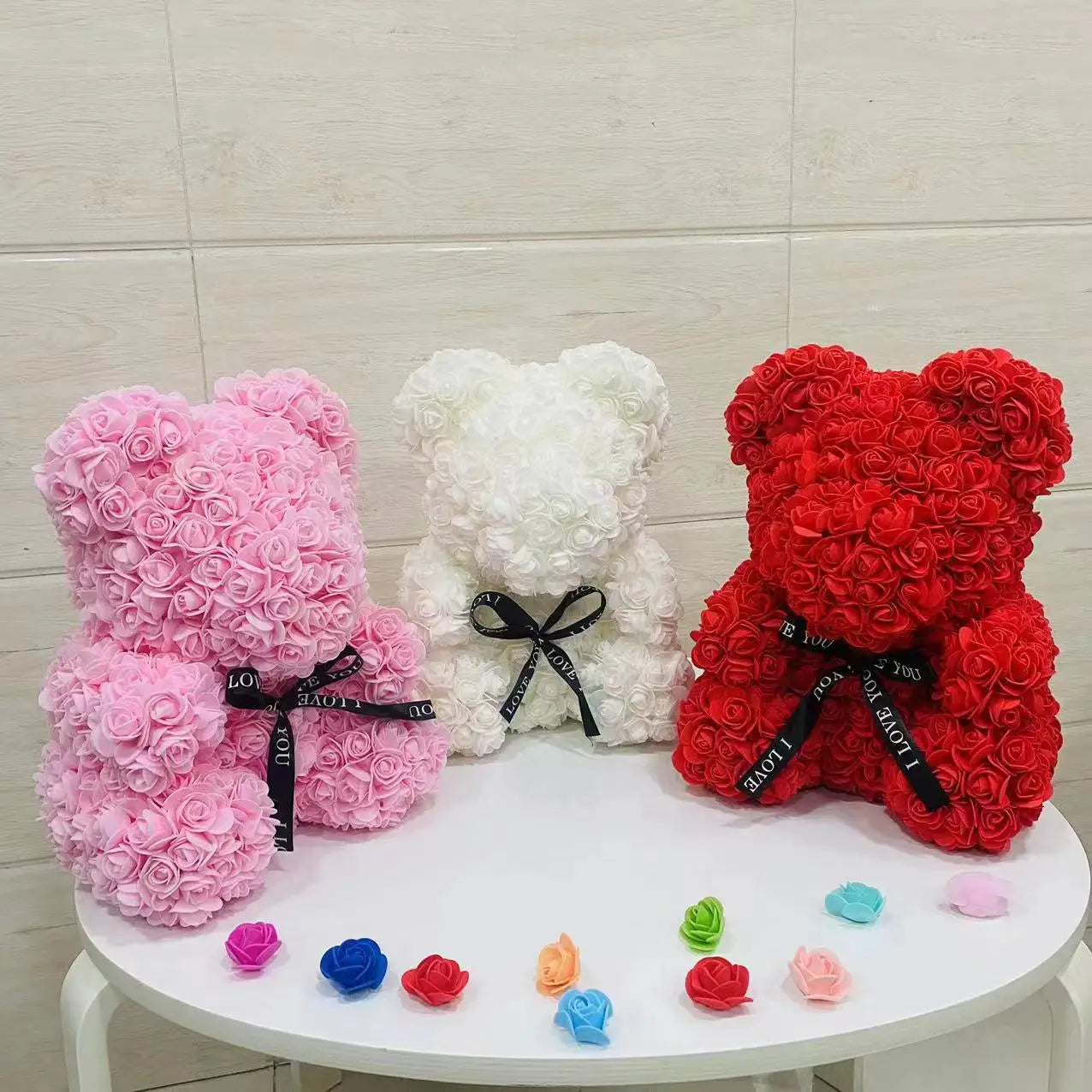 25cm Eternal Rose Bear with Gift Valentine's Day Gift Rose Embracing Bear Imitation Rose Bear Birthday Gift