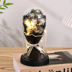 Eternal Rose LED Light glass Cover Flower Valentines Day Gift Wedding Party Decor Artificial Rose Flowers Light Christmas Gift