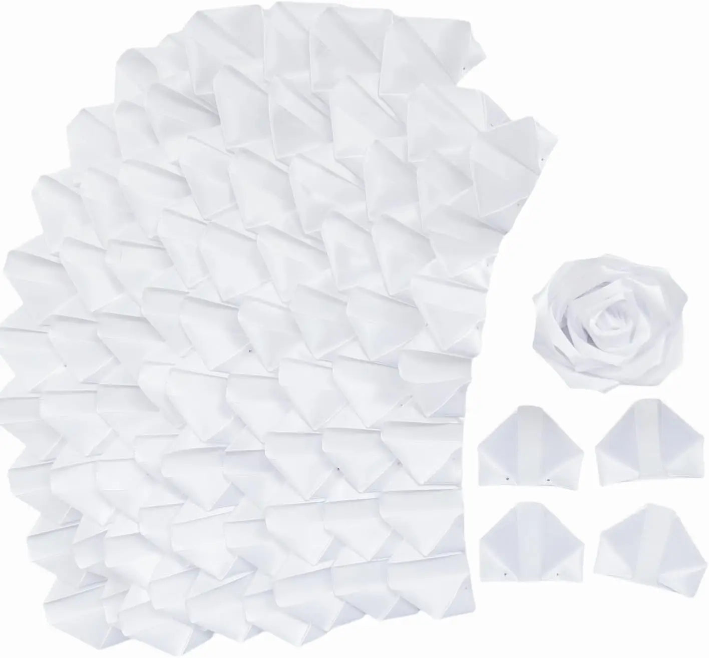 Yannew 300pcs Premade Handcrafted Silk Rose Petals for DIY Eternal Rose Flowers Bouquets with Stem Leaf Birthday Gifts for Women