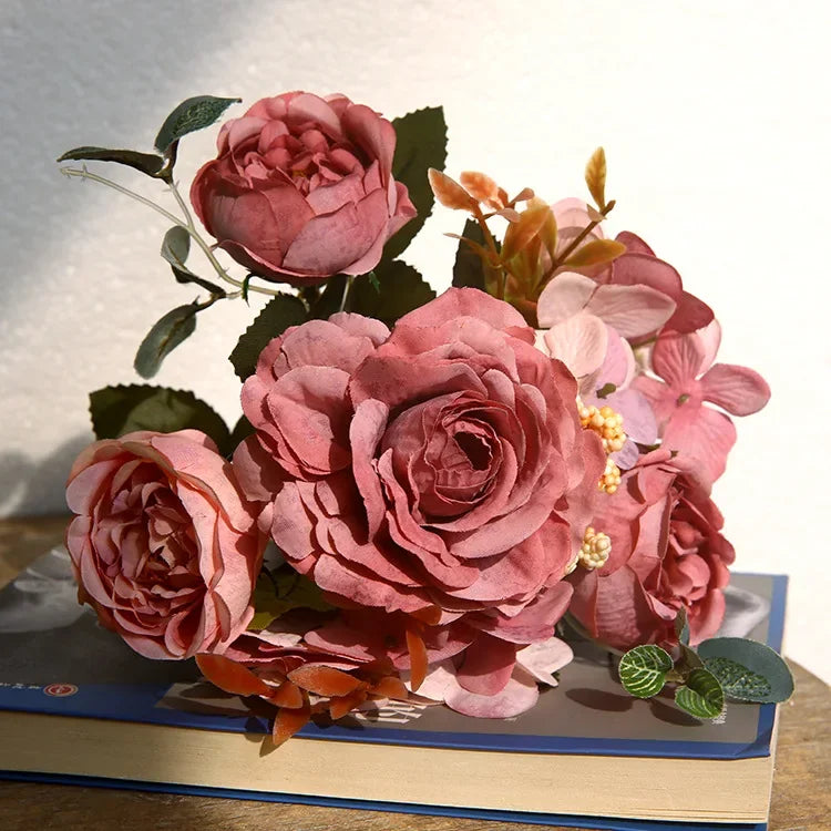 Rosas de Seda Flor Grande — Ramo Lujoso, 34 Colores, Disponible al Mayor