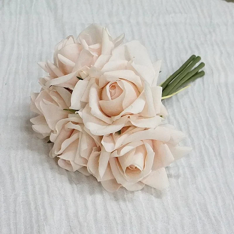 Rosas Látex con Humedad — Ramo 5 Cabezas, 10 Colores Morandi, Novia y Cumpleaños