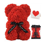 Eternal Rose Teddy Bear with Artificial Flower Birthday Anniversary Gift Decor Miniature Keepsake for Girlfriend Valentine Day