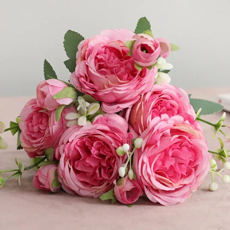 Rosas de Seda Flor Grande — Ramo Lujoso, 34 Colores, Disponible al Mayor