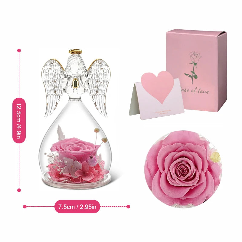 LED Eternal Rose Flower Cover Anniversary Valentine Mothers Day Birthday Thanksgiving Gift Bedroom Table Decote For Boy And Girl
