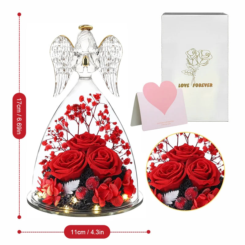 LED Eternal Rose Flower Cover Anniversary Valentine Mothers Day Birthday Thanksgiving Gift Bedroom Table Decote For Boy And Girl