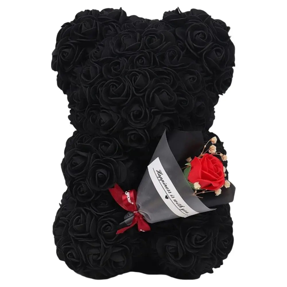 24cm Size Eternal Rose Bear Long Lasting Foam Flowers Rose Bear Artificial Rose Creative Design Artificial Flower Gift
