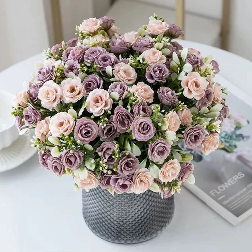 Ramo Nupcial de Rosa de Seda — Arco y Decoración DIY, 5 Colores, Boda