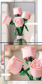 Eternal Building Rose Couple 3D Red/Pink/Blue Rose Toys Bouquet Love Home Decoration Mother's Day Valentine's Day Birthday Gift