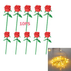 Eternal Building Rose Couple 3D Red/Pink/Blue Rose Toys Bouquet Love Home Decoration Mother's Day Valentine's Day Birthday Gift