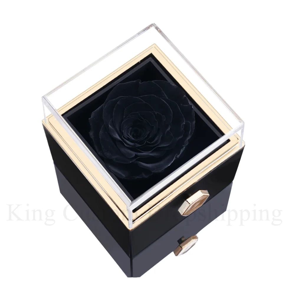 2025 New Eternal Real Rose Rotating box Double Heart Custom Engraved Name Steel Necklace for Valentines Birthday Jewelry Gift