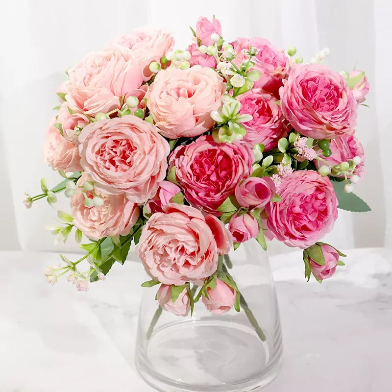 Rosa de Seda Tallo Real Touch — Ramo Nupcial, 5 Colores, Bodas y Eventos