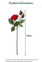 Real Touch Romantic Rose Artificial Flowers (1 Flower + 2 Buds) Moisturizing Texture for Home Decor Wedding Bridal Bouquet