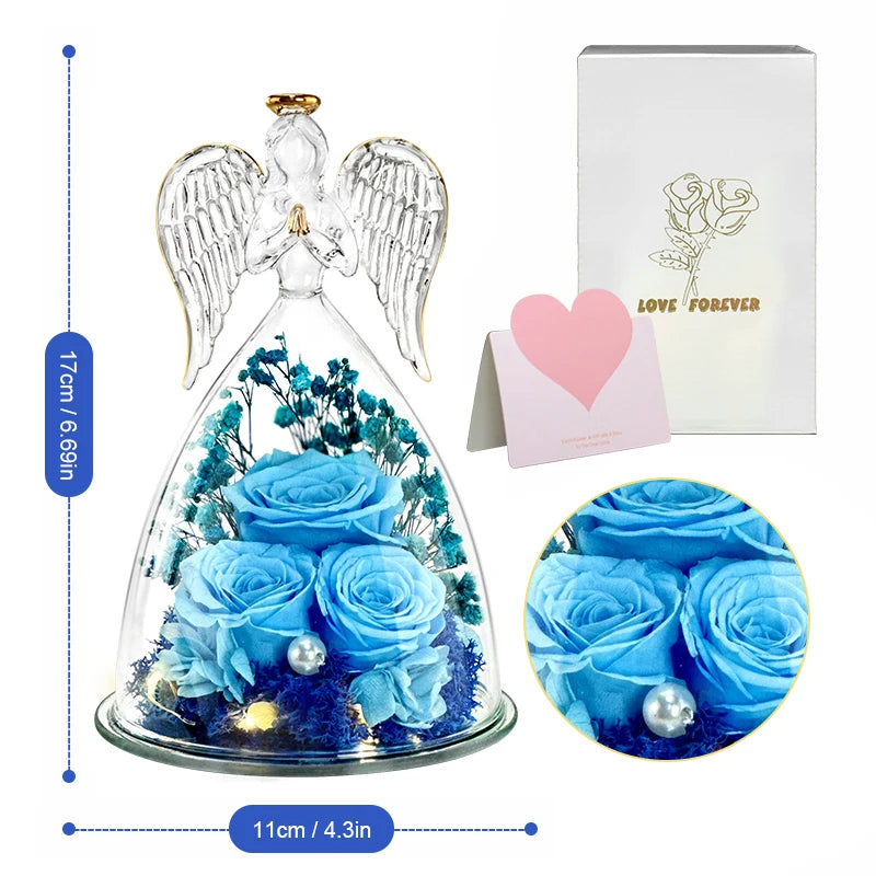 LED Eternal Rose Flower Cover Anniversary Valentine Mothers Day Birthday Thanksgiving Gift Bedroom Table Decote For Boy And Girl