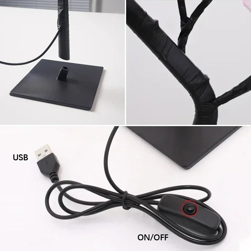 Árbol de Rosas con Luz USB — Decoración Romántica Hogar, Recámara y Bodas