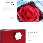 Eternal Rose Rotating Jewelry Box Soap Flower With Gift Bag Ring Box Transparent Lid Acrylic Storage Case Wedding Party