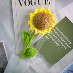 Hand Woven Roses Tulip Simulation Flower Preparation Handmade Flower Diy Wool Knitting Homemade Crochet Bouquet Finished Product