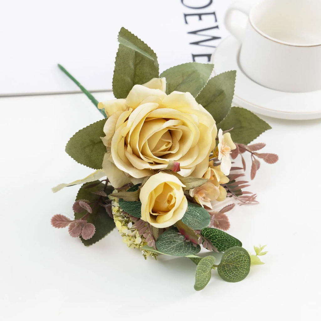 Ramo Grande de Rosas Retro de Seda — 12 Colores, Hogar, Bodas y Aniversario