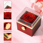 Caja Joyero Giratoria con Rosa Eterna — Exhibidor de Anillos, 3 Colores, Propuesta y Boda