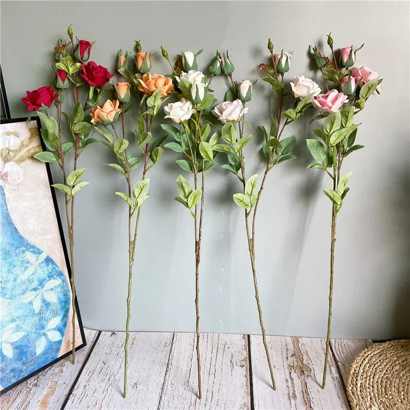 Rosa de Seda Delicada Tallo Individual — 5 Colores, Hogar, Bodas y San Valentín