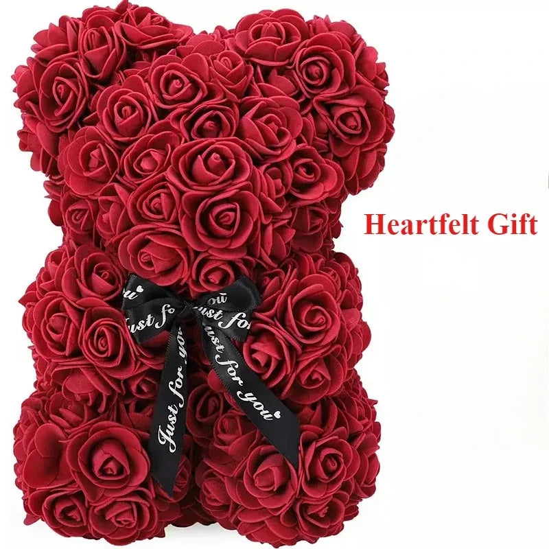 Artificial Flower Eternal Rose Teddy Bear for  Birthday Anniversary Gifts & Decor Miniatures A for my Girlfriend Valentine's Day