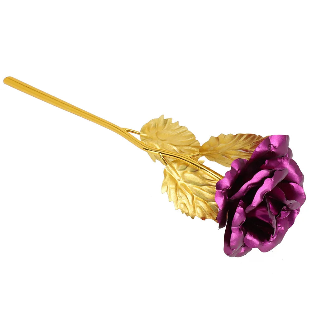 24K Eternal Rose Artificial Flowers Foil Plated Gold Rose Wedding Valentine's Day Decoration Mother's Day Gifts Fake Flower