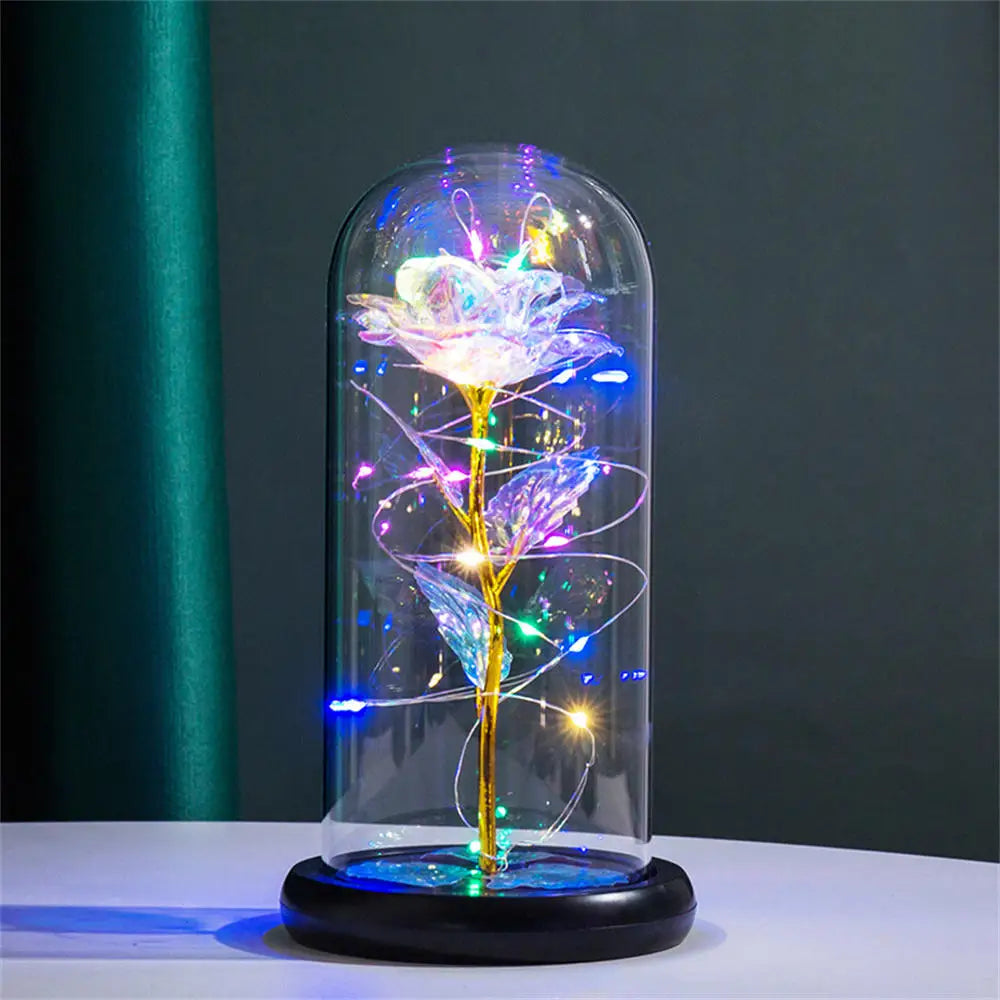 Led Galaxy Rose Eternal 24k Gold Foil Flower With String Lights & Box Artificial Flower Gift Valentine'S Day Gift For Women Girl